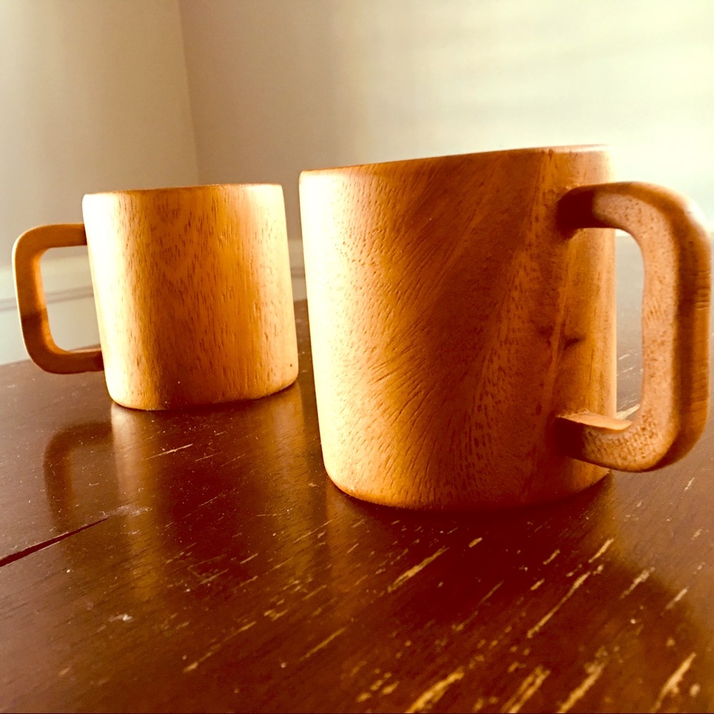 NEW Wooden Mugs - Pair - Acacia Wood - Handmade
